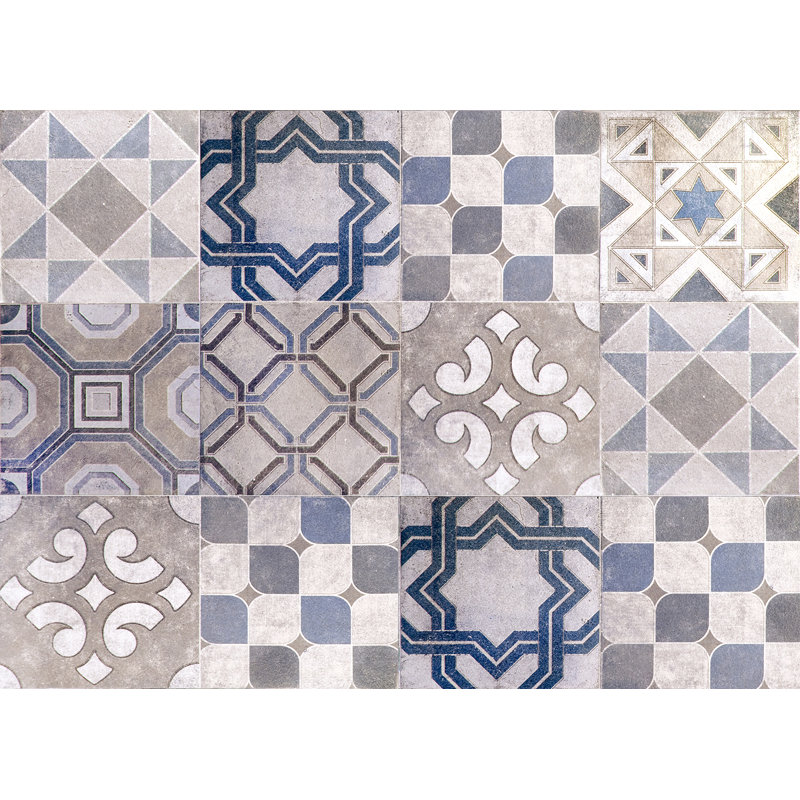 WallPops! Vintage 12.2" x 24.4" Vinyl Peel & Stick Mosaic Tile in Blue